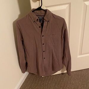 Lands' End Men's Brown Casual Button Down Shirt